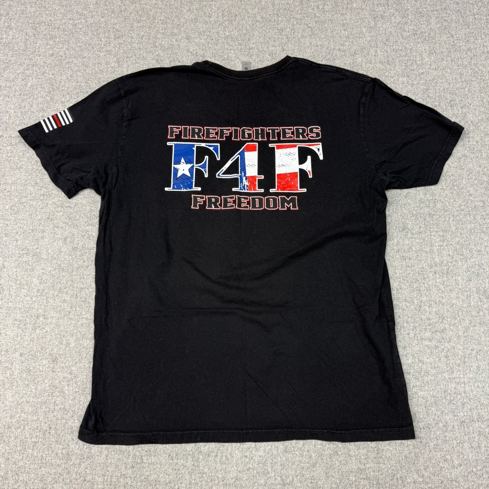 Next Level Firefighters For Freedom T-Shirt XL Black Thin Red Line Graphic Tee